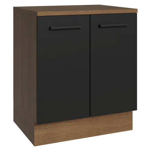 Balcão de Cozinha Madesa Agata 70 cm 2 Portas Rustic/Preto