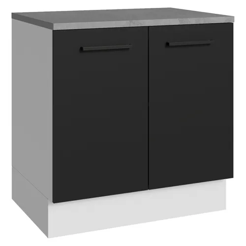 Balcão Madesa Agata 80 cm 2 Portas Branco/Preto