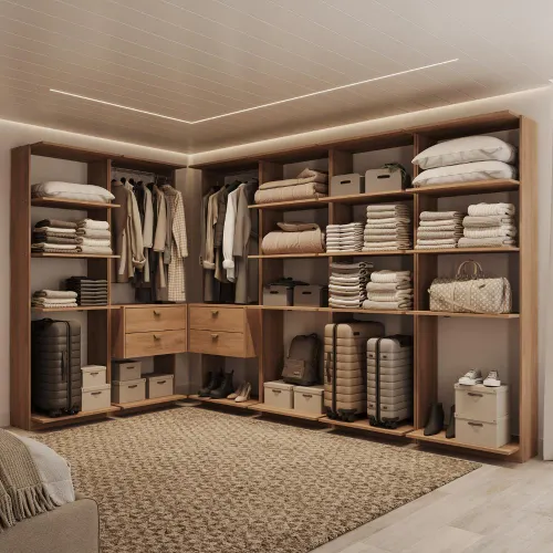 Guarda-Roupas Closet Modulado Alasca One 360cm 6 Peças com 4 Gavetas e Cabideiros Freijó Carraro