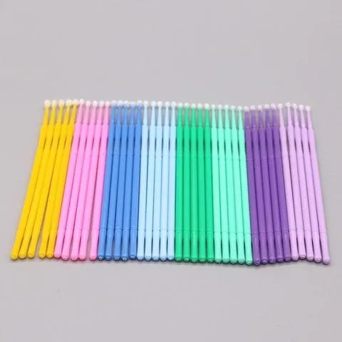 100pcs/lote Micro Escovas para Maquiagem, Escovas Descartáveis para Limpeza de Cola de Extensão de Cílios, Ferramentas de Maquiagem com Aplicadores Gratuitos