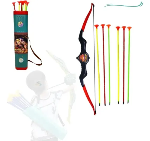 Arco Flecha Infantil com Bolsa Aljava Lançador de Dardos Top