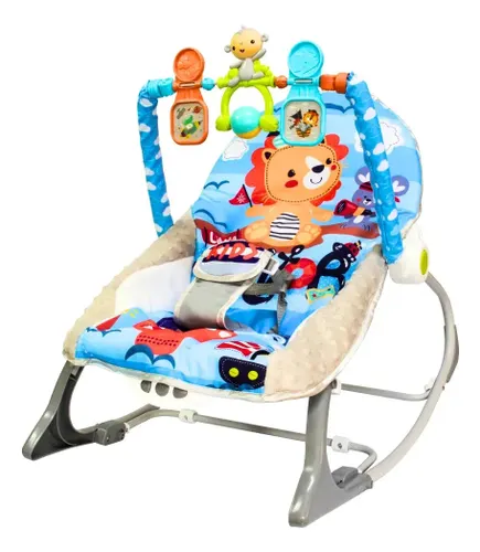 Cadeira de Descanso Bebê Balanço Musical Vibratória Reclinável Mobile C/Cinto 0 a 18kg - KaBaby Azul