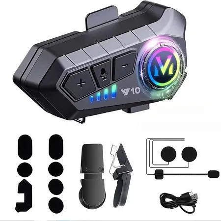 Intercomunicador Bluetooth V10 para Capacete de Moto - Intercomunicador de Capacete Fone de Ouvido sem Fio Bluetooth