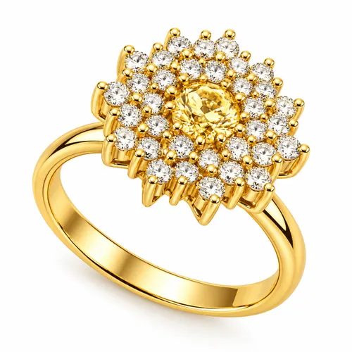 Anel Chuveiro com 34 Diamantes em Ouro 18K