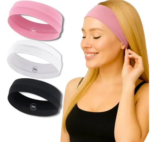 Kit 3 Faixas de Cabelo Feminina Unisex Academia Fitness Yoga Mista Unico Liso