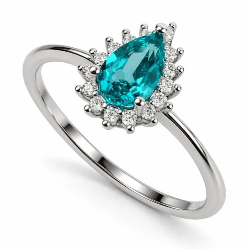 Anel Prata 6 mm Gota com Zircônia Esmeralda