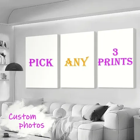 1/2/3 peças de Impressão em Tela Personalizada com Foto, Adequada para Família, Vida, Animais de Estimação, Paisagens, Casais, Casamentos, Decoração de Casa, Pôsteres e Presentes