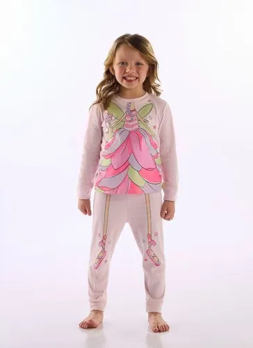 Pijama Infantil Menina em Suedine com Estampa de Fada Rosa