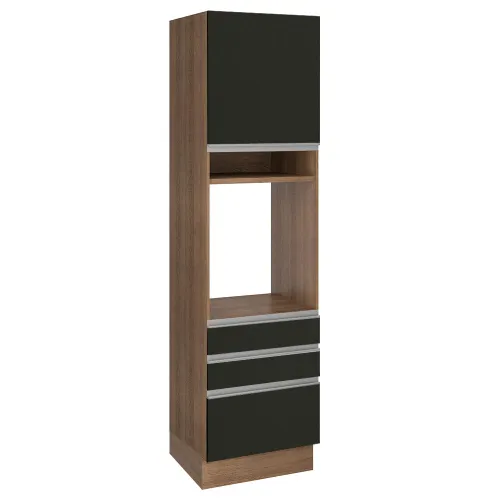Torre Quente Madesa Glamy 60 cm 1 Porta 3 Gavetas Rustic/Preto