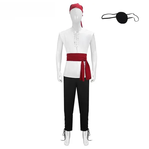 Conjunto de Fantasia Renascentista Viking para Homens, Camisa de Pirata Medieval, Calças com Laço no Tornozelo para Fantasias de Festa de Halloween