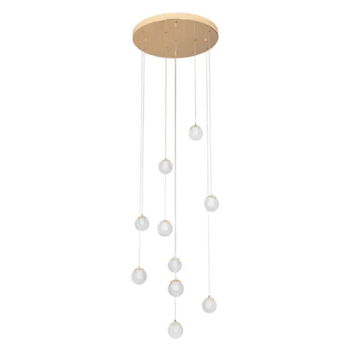 Pendente Led Cristal e Ferro Dourado 55w 3000k Dot