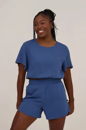 Blusa Manga Evasê Visco Azul Ciano
