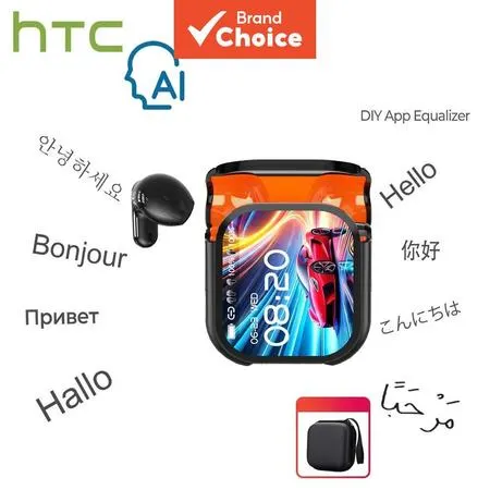 HTC NE20 Fones de Ouvido Bluetooth 6.0 AI Tradução ao Vivo Tela LED Inteligente HiFi Qualidade de Som Tecnologia de Canc