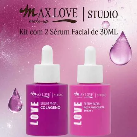 Kit 2 Sérum 30ml - Colágeno, Rosa Mosqueta 10em1 - Max Love