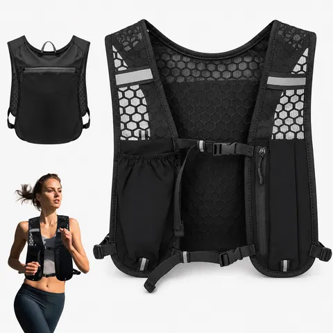 Colete de Corrida Leve para Homens e Mulheres, Colete de Hidratação Respirável, Mochila Ajustável para Corrida ao Ar Livre com Bolso Frontal