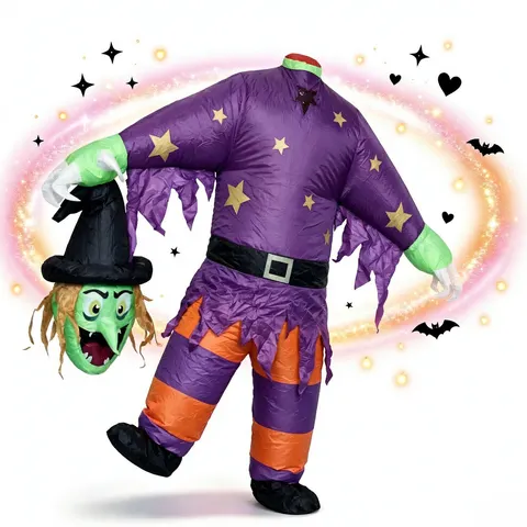1 Peça de Fantasia Inflável de Bruxa sem Cabeça Assustadora, Traje Unissex para Adultos, Ideal para Festas de Terror, Desfiles de Carnaval e Eventos de Cosplay