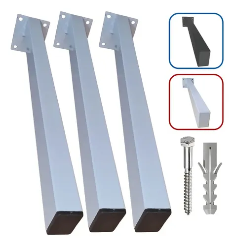 Suporte para Pia de Parafusar 40cm – Cor Branca - Kit com 3 unidades + Parafusos e Buchas - Grapa para Granito Mármore Bancada e Prateleira