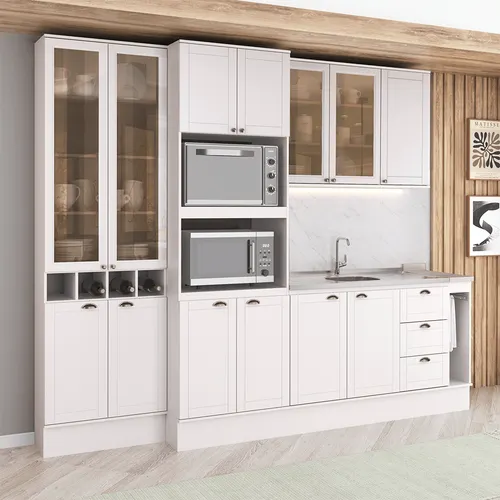 Armário de Cozinha Completa com Balcão Milla Easy Carraro Branco