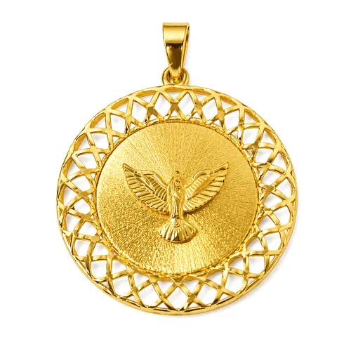 Pingente Medalha Espírito Santo 8 mm em Ouro 18K