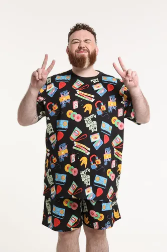 Camiseta Pijama Gola Careca Estampa Playlist