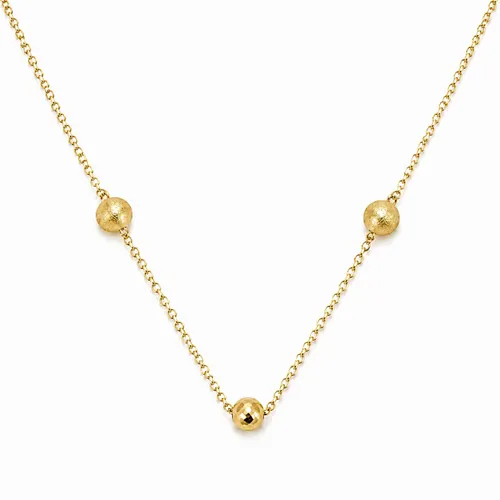 Colar Elo Português com 13 Bolas 45 cm em Ouro 18K