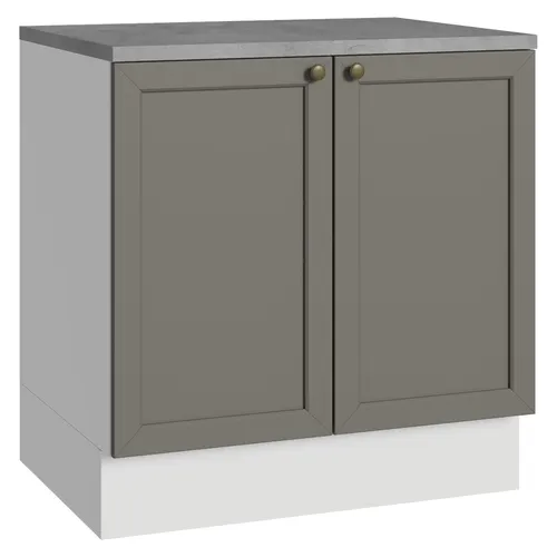 Balcão de Cozinha 80 x 60 cm 2 Portas (Com Tampo) Branco/Cinza Vik Madesa