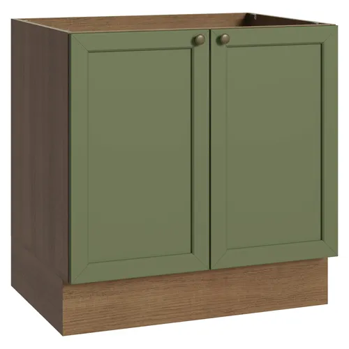 Balcão de Cozinha 80 cm 2 Portas (Sem Tampo) Rustic/Verde Vik Madesa