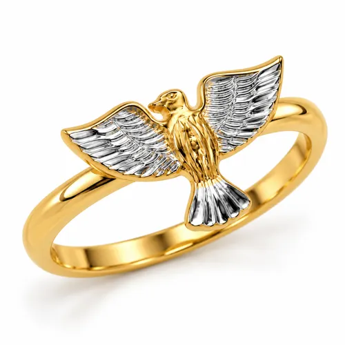 Anel Espírito Santo com Ouro Branco em Ouro 18K