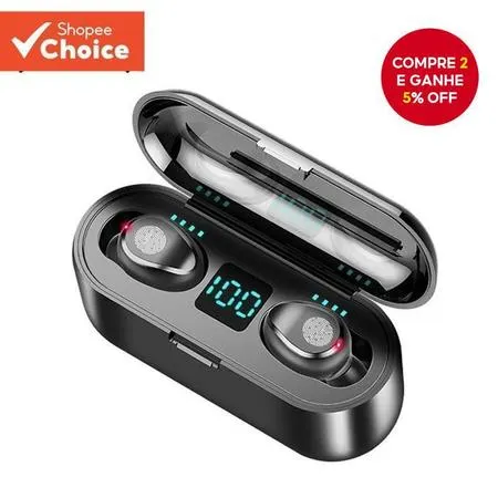 Vitog F9 TWS Fones de Ouvido sem Fio Bluetooth Display LED Fone de Alta Qualidade com Microfone