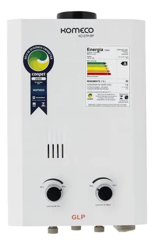 Aquecedor de Àgua a Gás glp Komeco Slim KO 07M BP Branco
