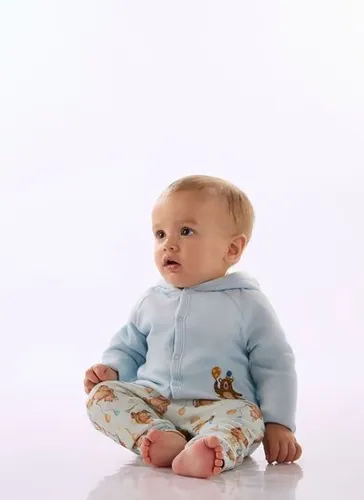 Conjunto Bebê com Cardigan e Calça em Suedine Premium Azul