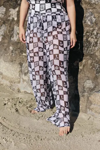 Calça de Tule Feminina Estampa Xadrez Resort