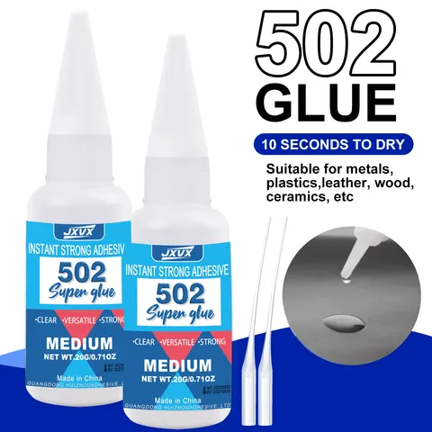 Super Oferta 1-10 Unidades Cola Super Instantânea 502 Secagem Rápida Adesivo Cianoacrilato Multiuso para Couro, Borracha, Madeira e Metal Cola Líquida Forte Ferramenta de Cola Instantânea Inclui Dosador de Precisão de 20g