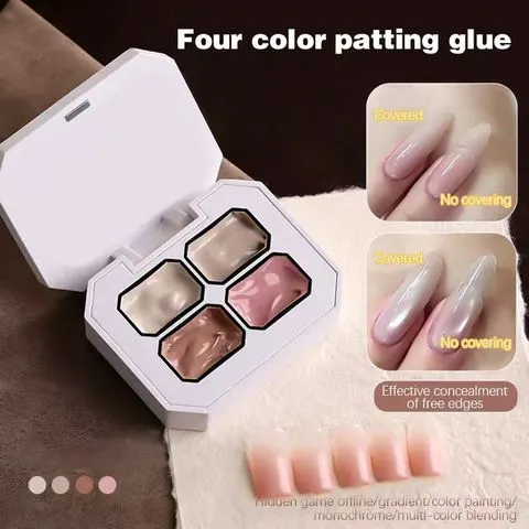 Cola para Maquiagem Quatro em Um, Cola para Maquiagem em Cor Nude Popular com 4 Cores, Multifuncional para Impressão em Gradiente e Pó