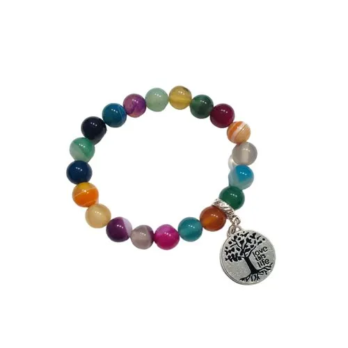 Pulseira em Pedra Natural Ágatas Coloridas