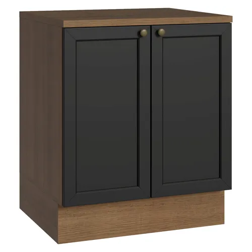 Balcão de Cozinha 70 cm 2 Portas Rustic/Preto Vik Madesa