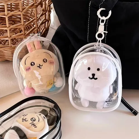 Nova Bolsa de Armazenamento Transparente Portátil com Zíper, Chaveiro, Porta-Brinquedos, Estojo de Exibição à Prova de Poeira para Colecionáveis, Decoração de Produtos ACG, Presente