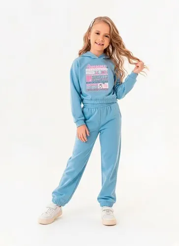 Conjunto Blusão e Calça Infantil Feminino (Azul) Guloseima