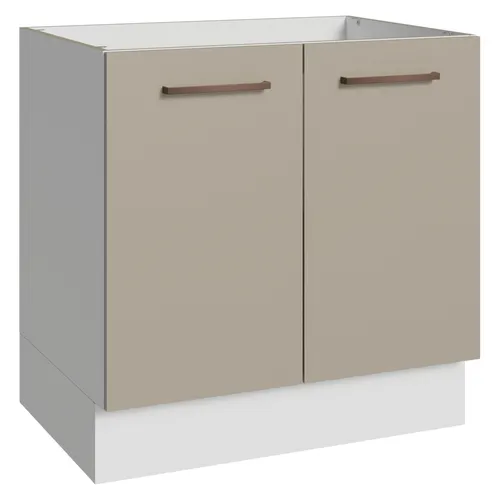 Balcão de Cozinha 80 cm 2 Portas (Sem Tampo) Branco/Crema Agata Madesa