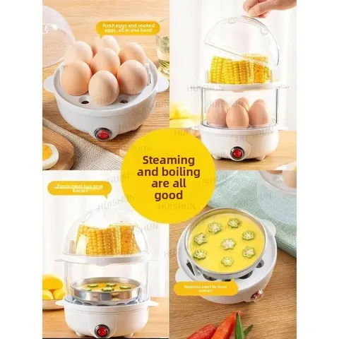 Panela Elétrica de Ovos de Camada Dupla Multifuncional, Máquina de Cozinhar Café da Manhã, Mini Vaporizador e Cozedor de Ovos, Acessório de Cozinha