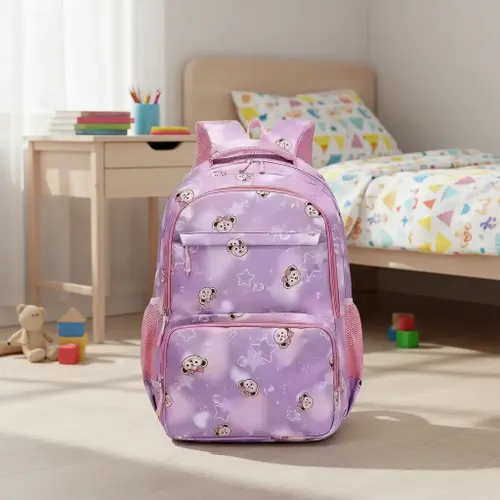 Mochila Infantil Bolsa Menina Escolar Princesa Cor Lilás Desenho do Tecido Liso