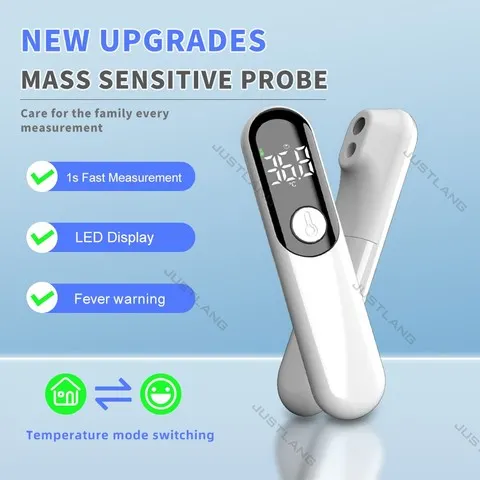 JUSTLANG Termômetro digital frontal LED sem contato Termômetro médico infravermelho Temperatura corporal Febre para bebês adultos