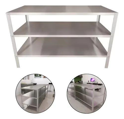 Mesa Essencial Inox 3 Partes Hamburgueria Restaurante Anti Bacteriana Tudo na Willy