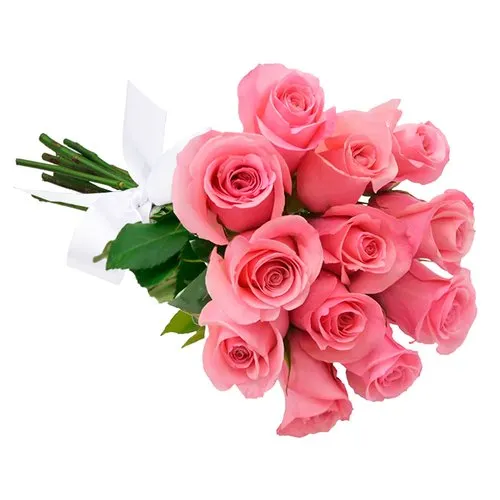 Buquê de 12 Rosas Cor de Rosa