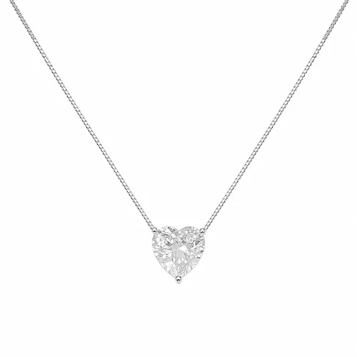 Colar 45 cm Prata Coração 9 mm com Zircônia