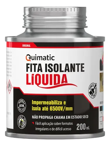 Fita Isolante Líquida Quimatic de 200mL para Isolar até 6500V na Cor Preta