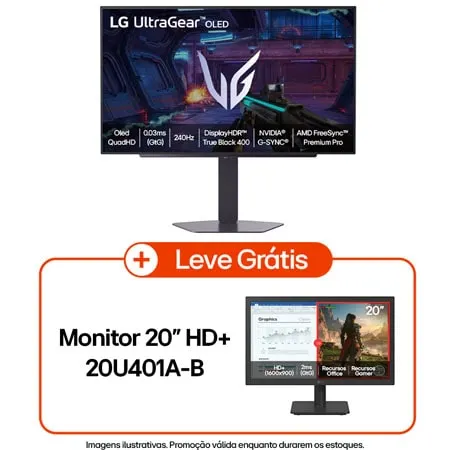 Monitor LG OLED UltraGear™ 27GX704A-B 27", 240Hz, QHD 2K, 0.03ms (GtG), NVIDIA G-SYNC, AMD FreeSync Premium Pro, Vesa AdaptiveSync, HDR True Black 400 - 27GX704A-B