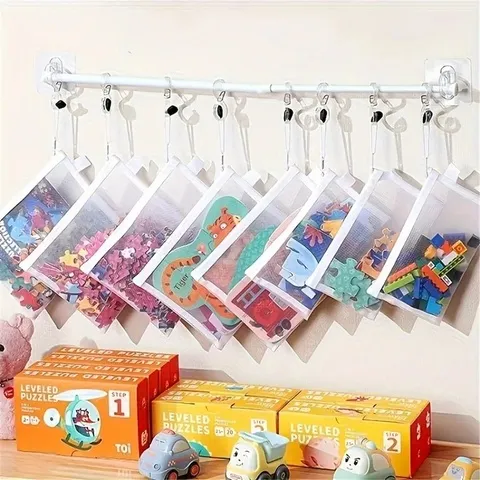 8 sacos de malha com fecho de correr em 3 tamanhos – bolsas organizadoras transparentes e impermeáveis para viagens, ideais para guardar documentos e artigos de escritório.
