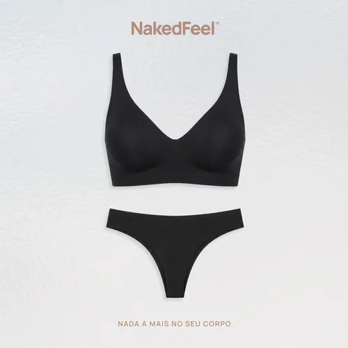 Conjunto Deep Cut NakedFeel Calcinha Biquíni + Sutiã Decote V