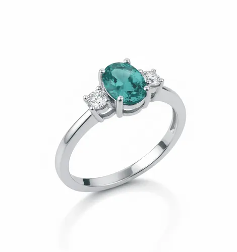 Anel Prata 6 mm Oval com Zircônia Esmeralda
